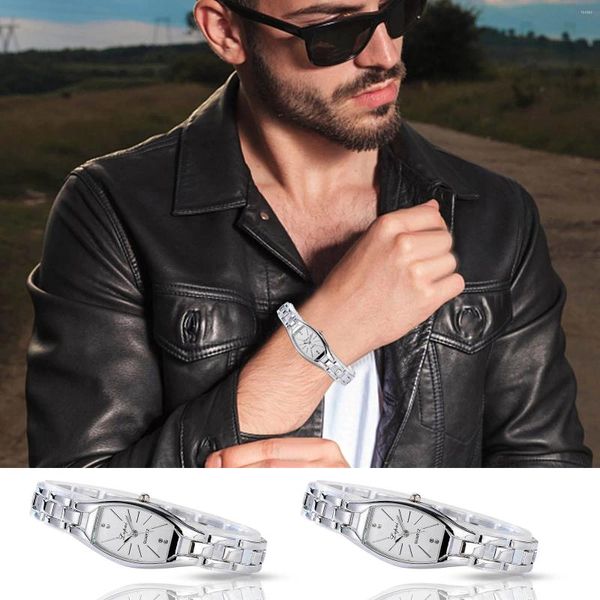 Montres-bracelets Dames Montre Élégant Simple Quartz Diamant Cadran Carré Bracelet En Cuir Femmes Hommes Grand Visage