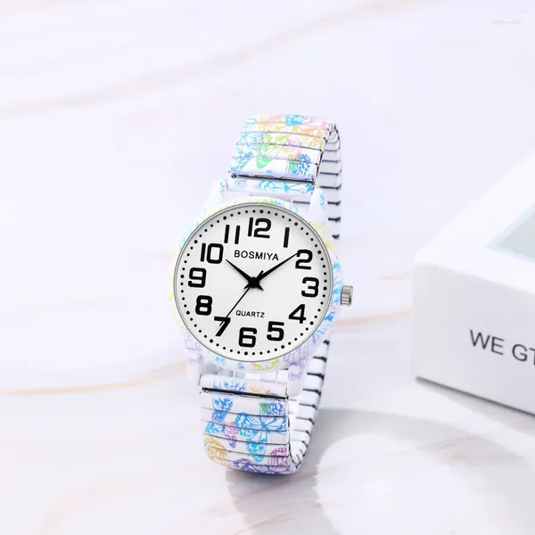 Montre-bracelets Lancardo Bohemian Style Elastic Strap Woard's Watch Quartz Facile à porter des chiffres arabes