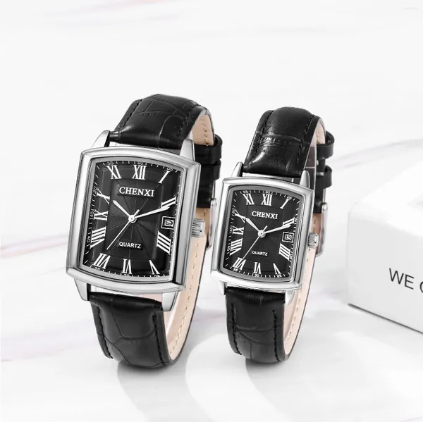 Montre-bracelets Lancardo Men Quartz Watch Band en cuir imperméable Date de cadran carré étanche