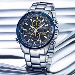 Relojes de pulsera Relojes de cuarzo impermeables diarios para hombres con esfera grande Reloj de negocios multifuncional de acero inoxidable para hombres