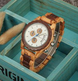 Relojes de pulsera de madera con esfera grande para hombre, relojes de pulsera de madera de negocios de lujo a la moda para hombre, cuarzo militar