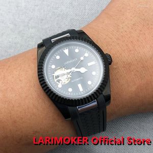 Polshorloges LARIMOKER 36mm/39mm Ontdek Gebruik 24Jewels NH38 Wijzerplaat Saffierglas Slijptand Rand Rubber Armband Mechanisch Herenhorloge