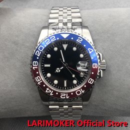 Montres-bracelets LARIMOKER Rouge GMT 40MM Montres Mécaniques Marque Verre Saphir En Acier Inoxydable Sports Étanche Montre Automatique Pour Hommes