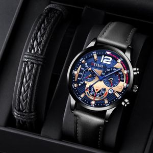 Relojes de pulsera reloj de cuero para hombres de cuero reloj de cuarzo de acero inoxidable reloj para hombres pulsera de negocios masculino luminoso Reloj Homb 273m