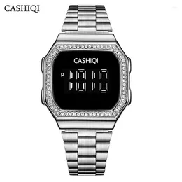 Polshorloges LED Touch Screen Watch Fashion Luminous Steel Band Electronic Small Square