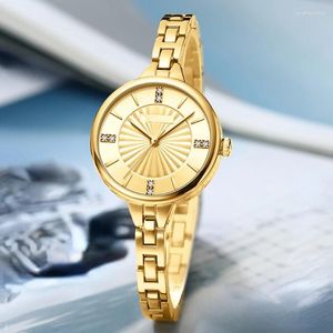 Montre-bracelets Légisage Quartz Watch for Women Inneildless en acier rond