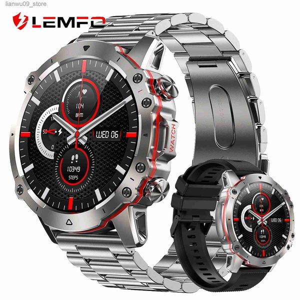 Montres-bracelets LEMFO FALCON montre pour hommes en acier inoxydable sport montres intelligentes étanche 110 + modes sportifs militaire Smartwatch Bluetooth CallQ231123