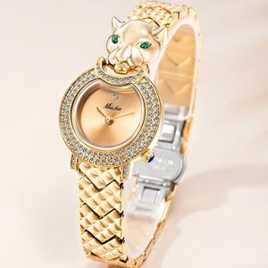 Polshorloges Leopard 3D Bling Diamond Quartz Women kijken mode casual dames vrouwelijke gouden sieraden klokwistwatches polshorlogeswatcheswristWatche