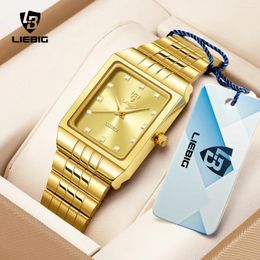 Montre-bracelets Liebig Gold en acier inoxydable montres Men de luxe Corloge Luxur