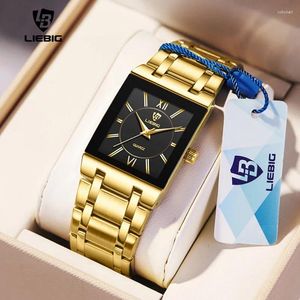 Polshorloges Liebig luxe roestvrijstalen riem Golden Quartz waterdichte polshorloge voor mannen eenvoudige zakelijke horloges Fale Clock Reloj Hombre