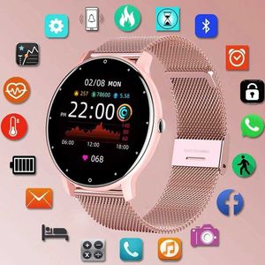 Polshorloges Lige 2023 Smart Watch Ladies Volledig touchscreen Sport Fitness Watch IP67 Waterdichte Bluetooth voor Android iOS Smart Watch Vrouw 240423