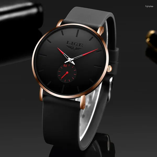 Montre-bracelets LIGE 2024 Fashion Sports Mens Watchs Top Immasproofing Simple Ultra-Thin Watch Men Horloge Quartz Relogio Masculino