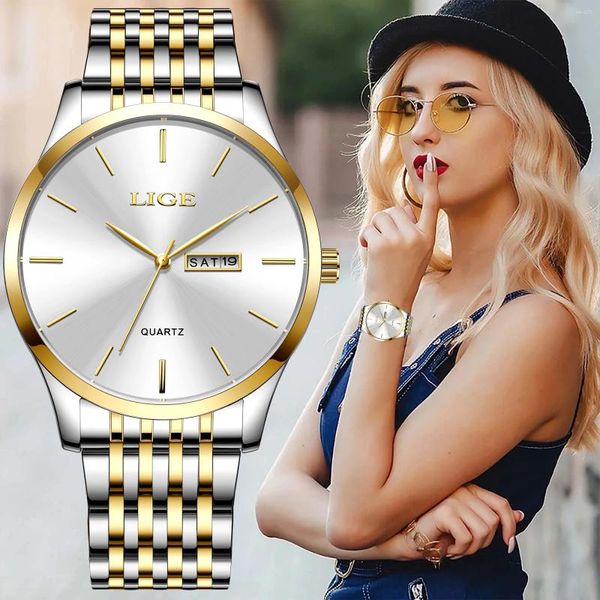 Montreuses-bracelets LIGE 2024 Gold Watch Femmes Regardez les dames créatives Bracelet Femme Femme Femme Renogio Feminino