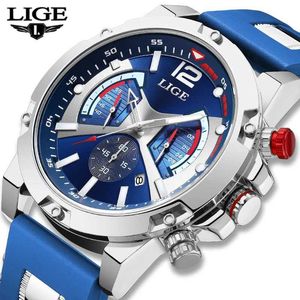 Montreuses-bracelets LIGE Chronograph Luxury for Man Military Sport Men Quartz Es imperméable Luminous Date Horloge masculine Reloj + Box D240430