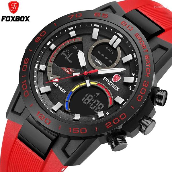 Montre-bracelets Lige Fashion Luxury montre 50aTm Affiche de rendez-vous imperméable Sports Quartz Matches masculines Double affichage numérique Electronic