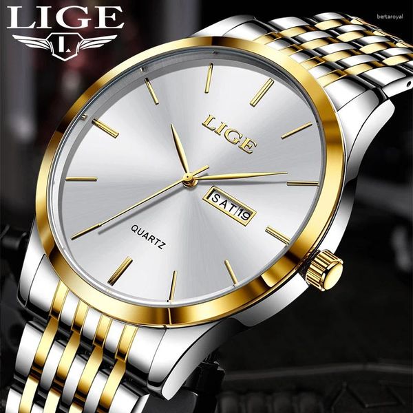 Montre-bracelettes Lige Luxury Fashion Man Watches Business Brand Wristwatch Imperproofing Luminous Date Week Quartz Quartz Men Watch High Clocks Quality