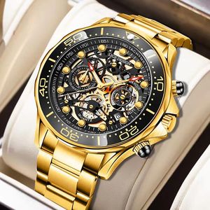 Polshorloges lige luxe originele sportspolhorloge voor mannen Quartz stalen waterdichte chronograaf modehorloges Relogio masculino klok