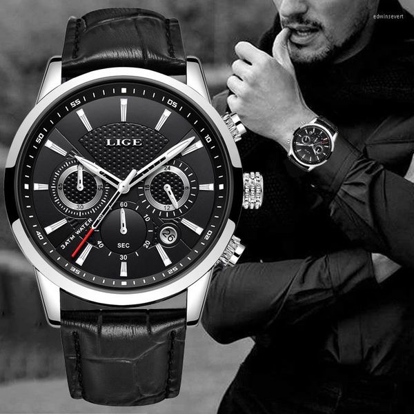 Muñecos de pulsera Men Lige Watches Fashion Quartz Muñeca Mundial Militar impermeable Sports Sports Sports Masculino Reloj Relogio Masculino Caja