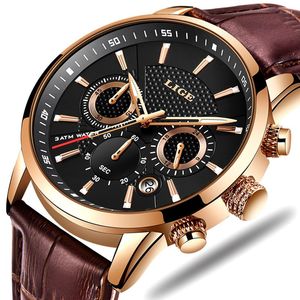 Horloges LUIK Heren Horloges Top Leer Casual Quartz Horloge Mannen Militaire Sport Waterdichte Klok Goud Relogio Masculino