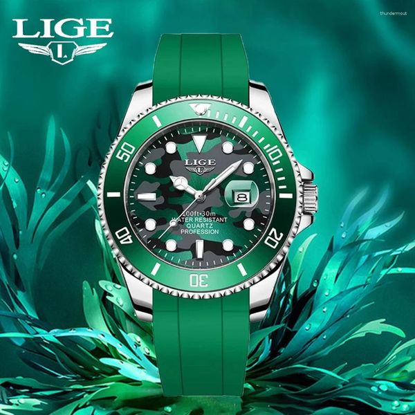 Mujeres de pulsera Lige Militarymen Quartz Relojes Top Brand Fashion Silicone Silicone Wallwatch Sport Imploud Auto Date Watch for Men 2024