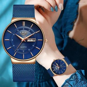 Wallwatches Lige Quartz Acero inoxidable Mujeres Wallwatch Retro Style Great Japanese Movement Fashion Wating Watch para