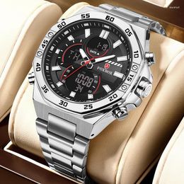 Horloges LUIK Top Luxe Originele Sport Polshorloge Voor Mannen Quartz Staal Waterdicht Dual Display Militaire Horloges Relogio Masculino