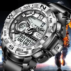 Polshorloges lige top luxe horloges mannen militaire leger heren horloge waterdichte sport polshorloge dubbele display mannelijke relogio masculino 2021 235Z