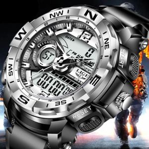 Polshorloges lige top luxe horloges mannen militaire leger heren horloge waterdichte sport polshorloge dual display mannelijke relogio masculino 2021 227p