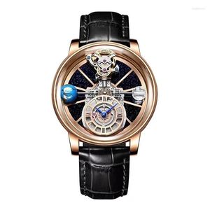 Montres-bracelets Édition Limitée Tourbillon Céleste Montre En Cuir Étanche Étoile Dôme Loisirs Hommes Multifonctionnel Rotatif