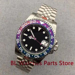 Montre-bracelets Logo / No Logo 40mm NH35A Automatic Black Purple Men Watch Sapphire Vis de verre Couronne Lumineuses Hands Jubilee Bracelet