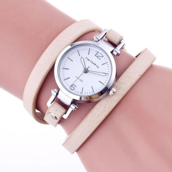Relojes de pulsera Cinturón largo Anillo de cuerda Reloj de pulsera Señoras Cuarzo Simple Moda Cuero