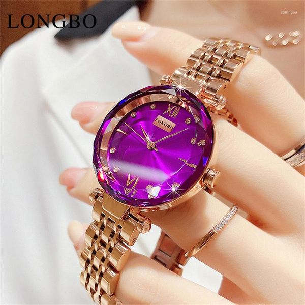 Montres-bracelets LONGBO Mode Rose Gold Femmes Montre Top En Acier Inoxydable Étanche Diamant Dames Quartz Montre-Bracelet Montre Femme