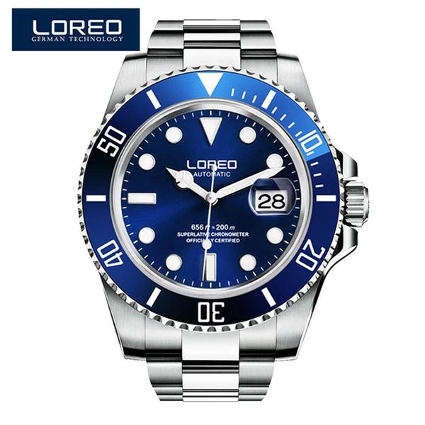 Montres-bracelets LOREO étanche 200m Montre de sport hommes célèbres montres mécaniques mâle horloge Relojes Deportivos Herren Uhren Reloj Hombre Montre 230403