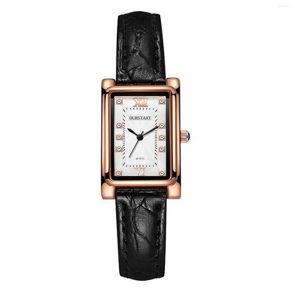 Relojes de pulsera Amantes Diseño de lujo Relojes para mujer Clásico Cuadrado Madura Estilo de negocios Simple Diamante Mano Viento Correa de cuero Reloj Relogios