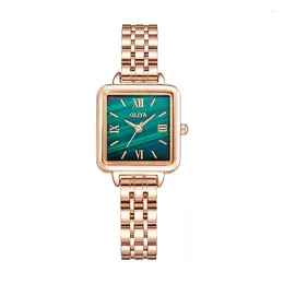 Relojes de pulsera Lucky Girl Watch Square Dial Correa de cuero Relojes Para DamaReloj de Acero Inoxidable Mujer Ladies Gift Hope Faith