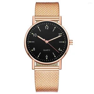 Horloges Lichtgevend horloge voor dames Luxe roestvrijstalen horloges Eenvoudige dames digitale quartz pols Relogio Feminino