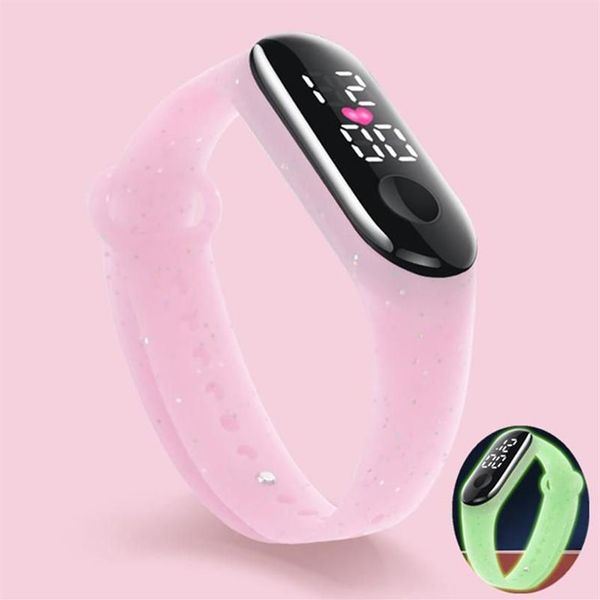 Montres-bracelets lumineux étanche montre pour enfants Sport LED montres numériques pour filles garçons bracelet en caoutchouc souple enfants horloge Reloj296C