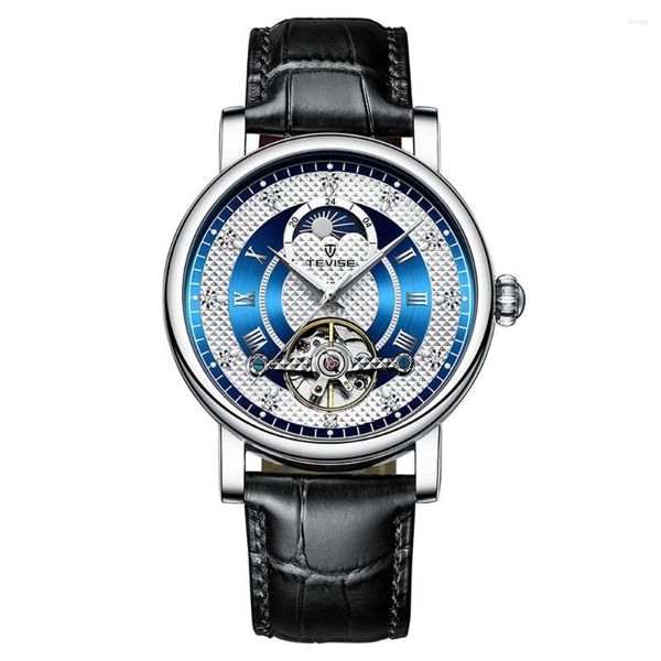 Relojes de pulsera, reloj mecánico automático de lujo, reloj de moda para hombre, reloj resistente al agua de cuero con tres agujas, reloj Masculino
