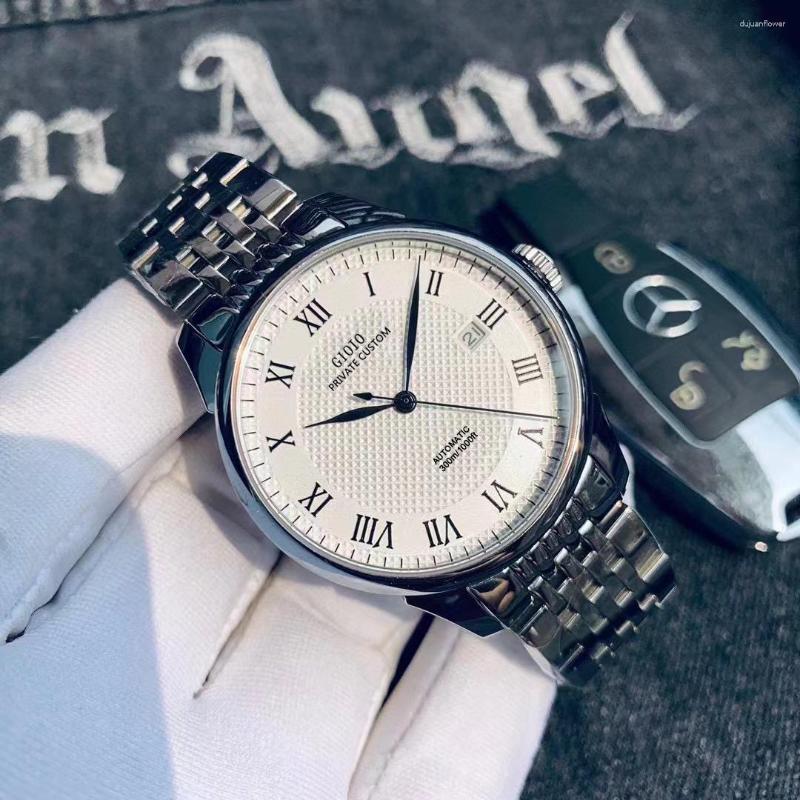 Relojes de pulsera Reloj mecánico automático de lujo para hombre Zafiro Pulsera de acero inoxidable Negro Blanco Oro Roma Dial