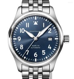 Montre-bracelets Luxury Automatic Watch for Men Watchs Mechanical Watchs en acier inoxydable Black Blue Pilots Mark XX 40 mm