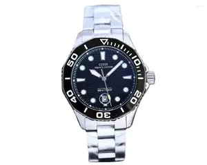 Montre-bracelets Luxury Automatic Watch for Men Watchs mécaniques en acier inoxydable Black Black Céramique Casoutage