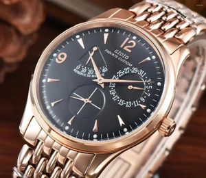 Montre-bracelets Luxury Automatic Watch for Men Mouvement mécanique en acier inoxydable Black Blue Rose Gold Power Watchs Sapphire Glass