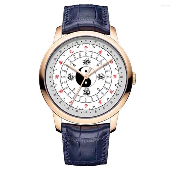 Montres-bracelets De Luxe Montre Automatique Hommes NH35 Mécanique 41mm Tai Ji Cadran Culture Chinoise Bouddhisme Horloges Édition Limitée Personnalisée