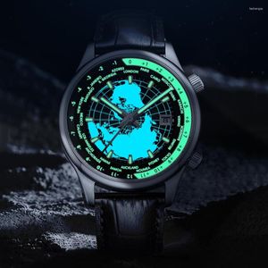 Relojes de pulsera Reloj automático de lujo Tiempo mundial para hombres Negocio mecánico 41 mm Reloj luminoso multizona Willie Merck 2023