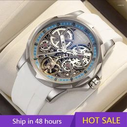 Montre-bracelets Luxury Automatic Watches Men Fashion Mark Fairwhale Sport Silicone Strap Tourbillon Mechanical Wristwatch Man