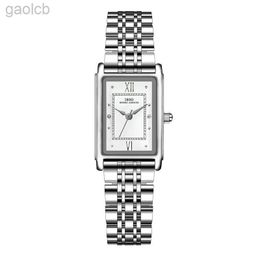 Montres-bracelets Marque de luxe femmes montre rectangulaire petit acier élégant femme Quartz horloge étanche Vintage dames montre-bracelet argent 24319