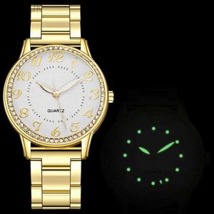 Montre-bracelets Marque de luxe Femmes Watch 2023 New Fashion Simple Diamond Steel Band Ladies Big Dial Quartz Clock Bracelet D240417