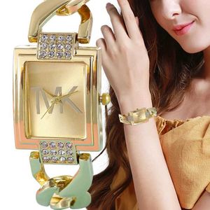 Muñecos de pulsera Marca de lujo Moda Moda de estilo elegante Metal Strap cuadrado Trendy Quartz Watch for Women Womans Wallwatch Reloj 240423