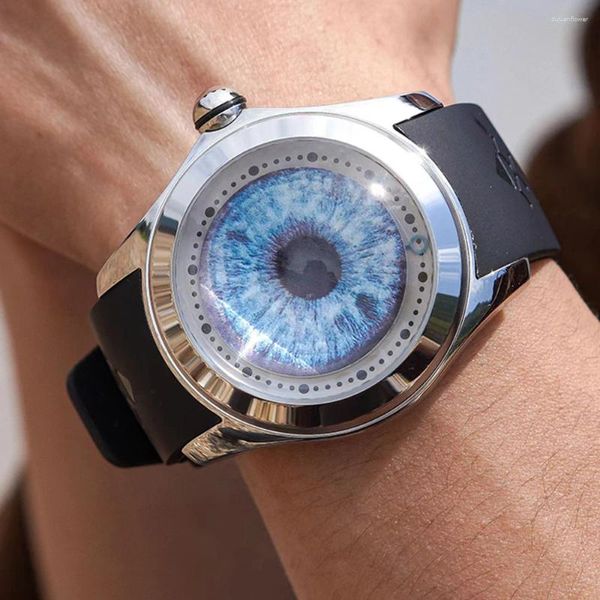 Relojes de pulsera Reloj de burbujas de lujo Relojes automáticos vintage Hombres 46 mm Arte mecánico Relojes con esfera de bola de ojo Marca de diseñador KAFYASE