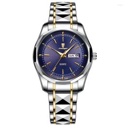 Armbanduhren Luxus Business Herrenuhr Edelstahl Wasserdicht Quarzuhren Leuchtzeiger Automatik Datum Woche Armbanduhr